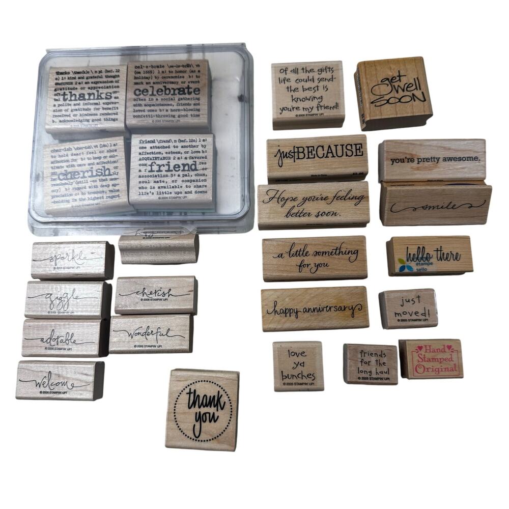 Wooden Rubber Stamps Words Sayings Warm Sayings  Lot of 25 Card Making Scrapbook